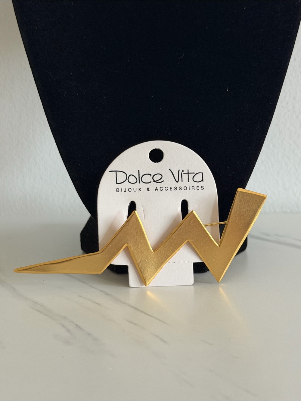 Vintage Gold Lightning Bolt Brolch